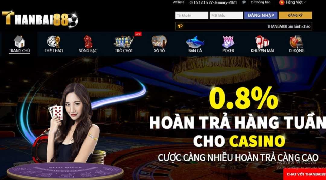 Casino trực tuyến Thanbai88 càng chơi càng mê